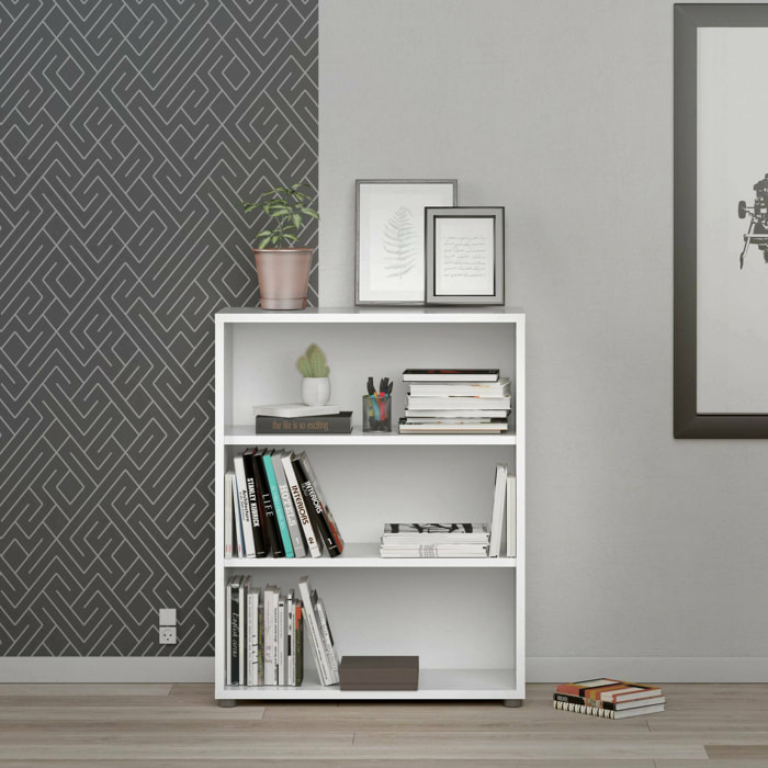 Libreria Aziza, Scaffale da ufficio, Mobile portalibri, Biblioteca, 89x40 h113 cm, Bianco