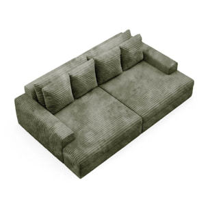 CAMELIA - Canapé 3 places en velours côtelé épais vert