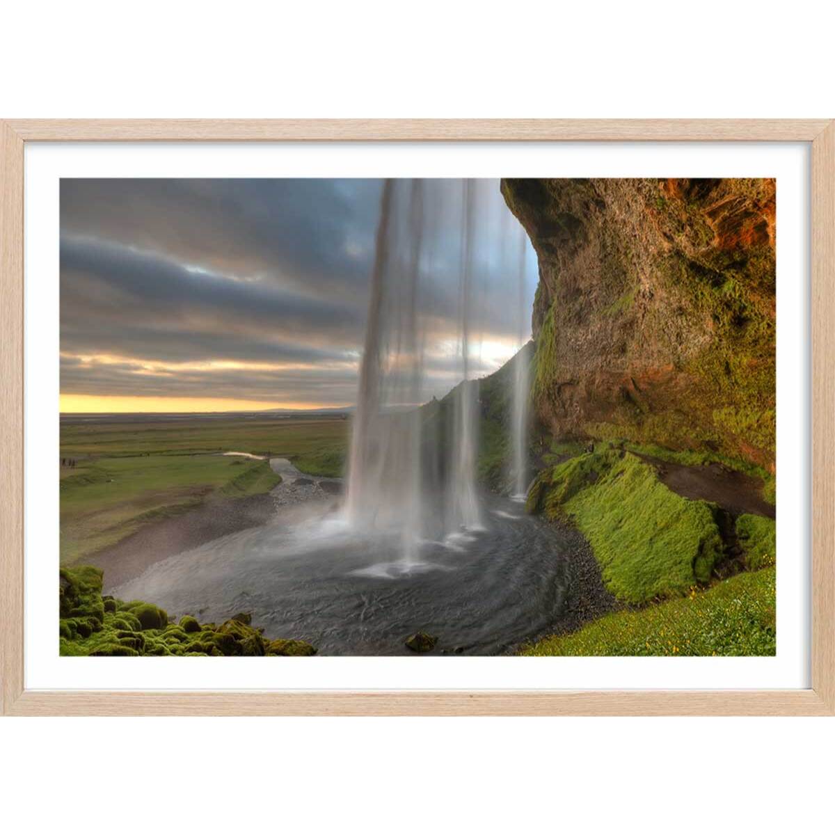 Affiche de Seljlandsfoss Affiche + cadre en bois - Chêne