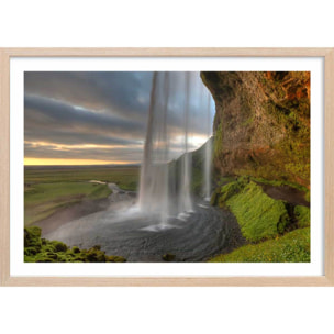 Affiche de Seljlandsfoss Affiche + cadre en bois - Chêne