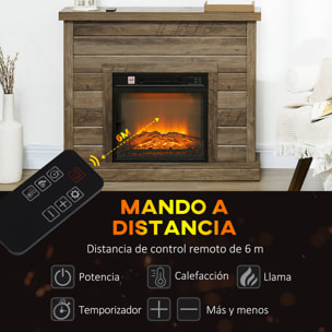 Chimenea Eléctrica, Chimenea Decorativa con Efecto de Llama, Calefacción 1800 W, Control Remoto, Temporizador Semanal, Protección Contra Sobrecalentamiento, Natural