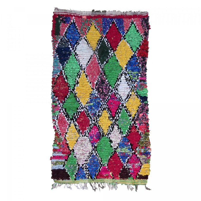Tapis berbère Fait main BOUCHAROUETTE 46 Multicolore 110x185 en tissu recyclé