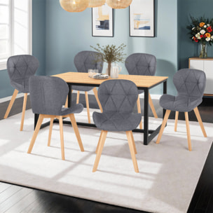 Chaises Gatsby en tissu et pieds bois - Gris