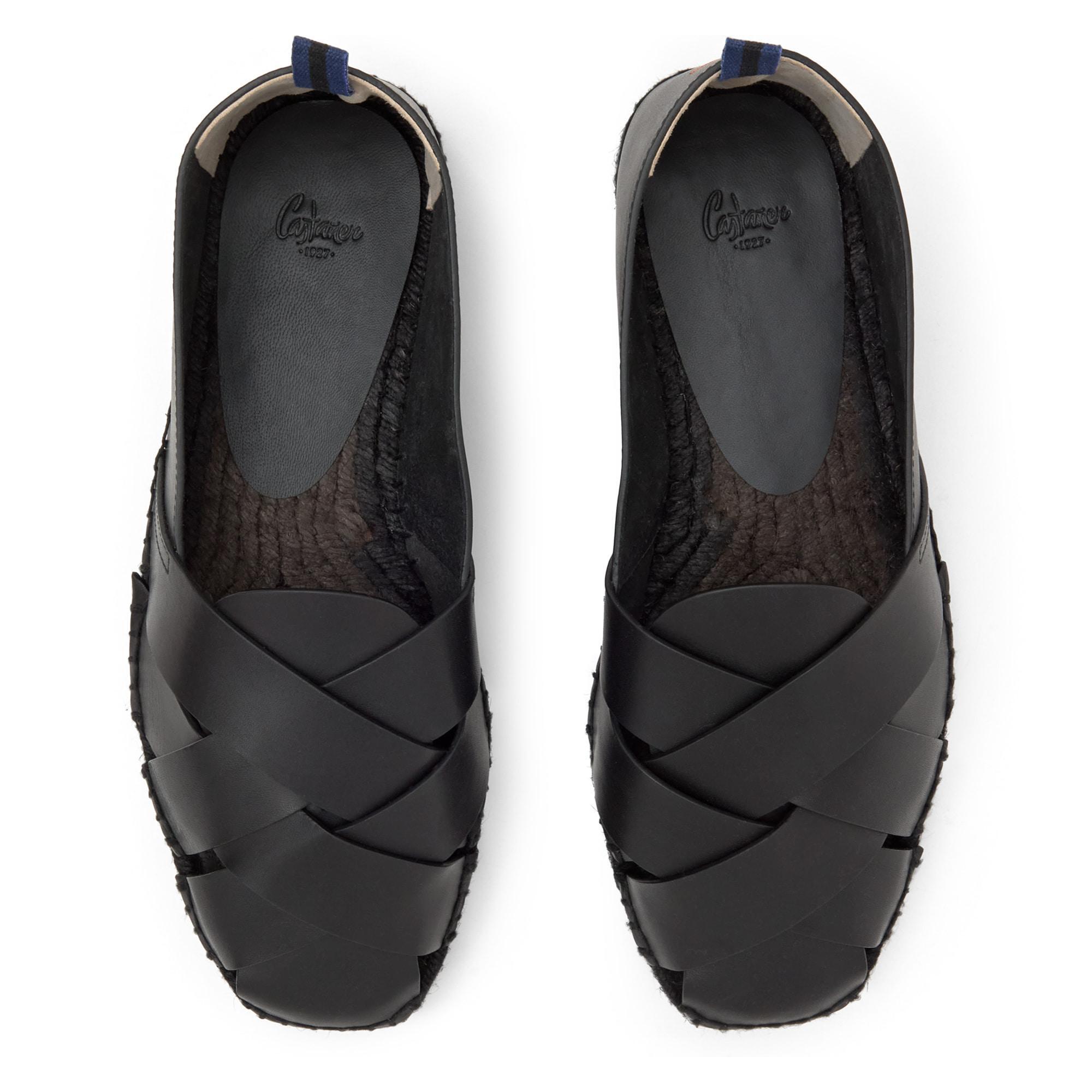 Alpargata plana Percy con tiras cruzadas en vaqueta