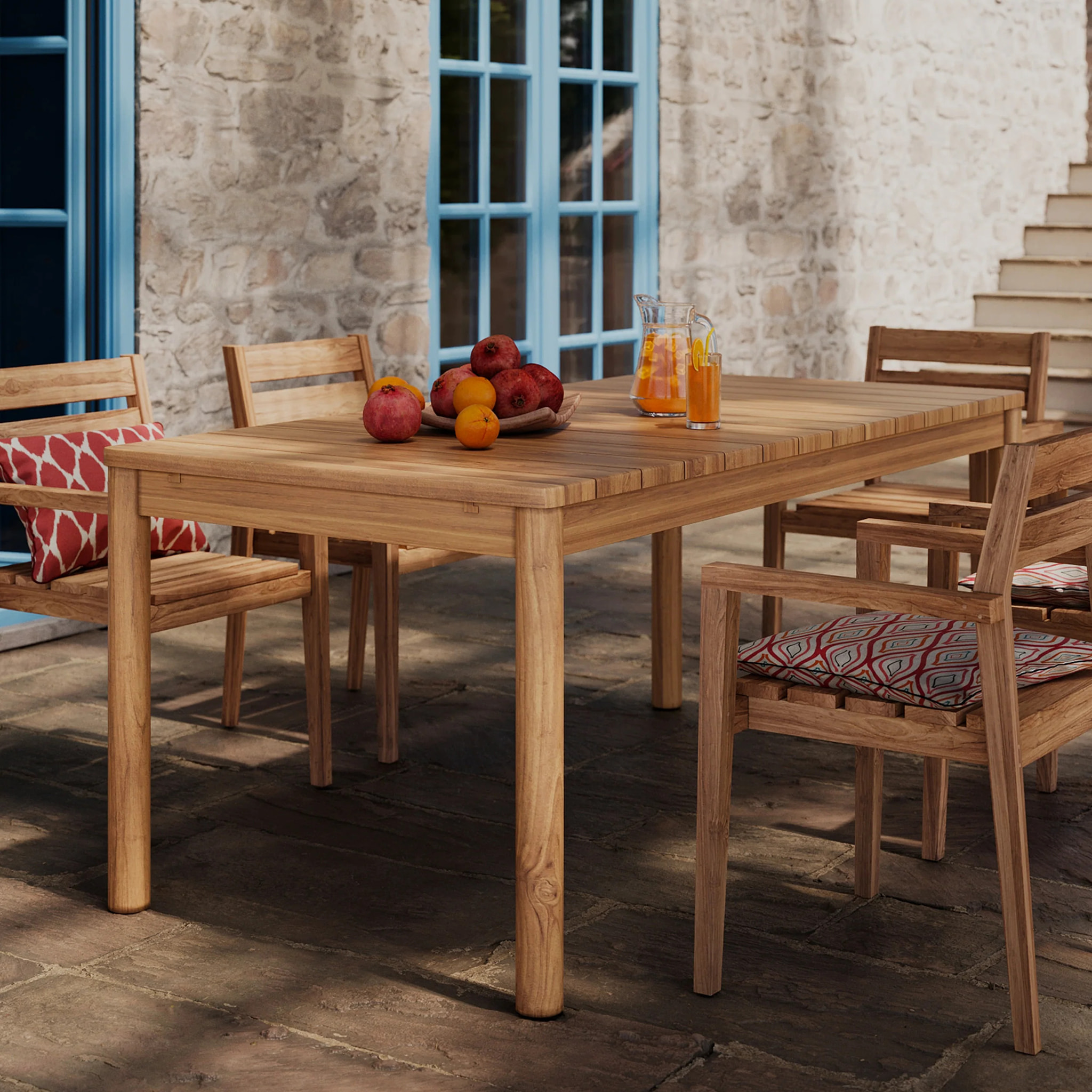 Table de jardin extensible en teck 6 à 8 personnes - Kora