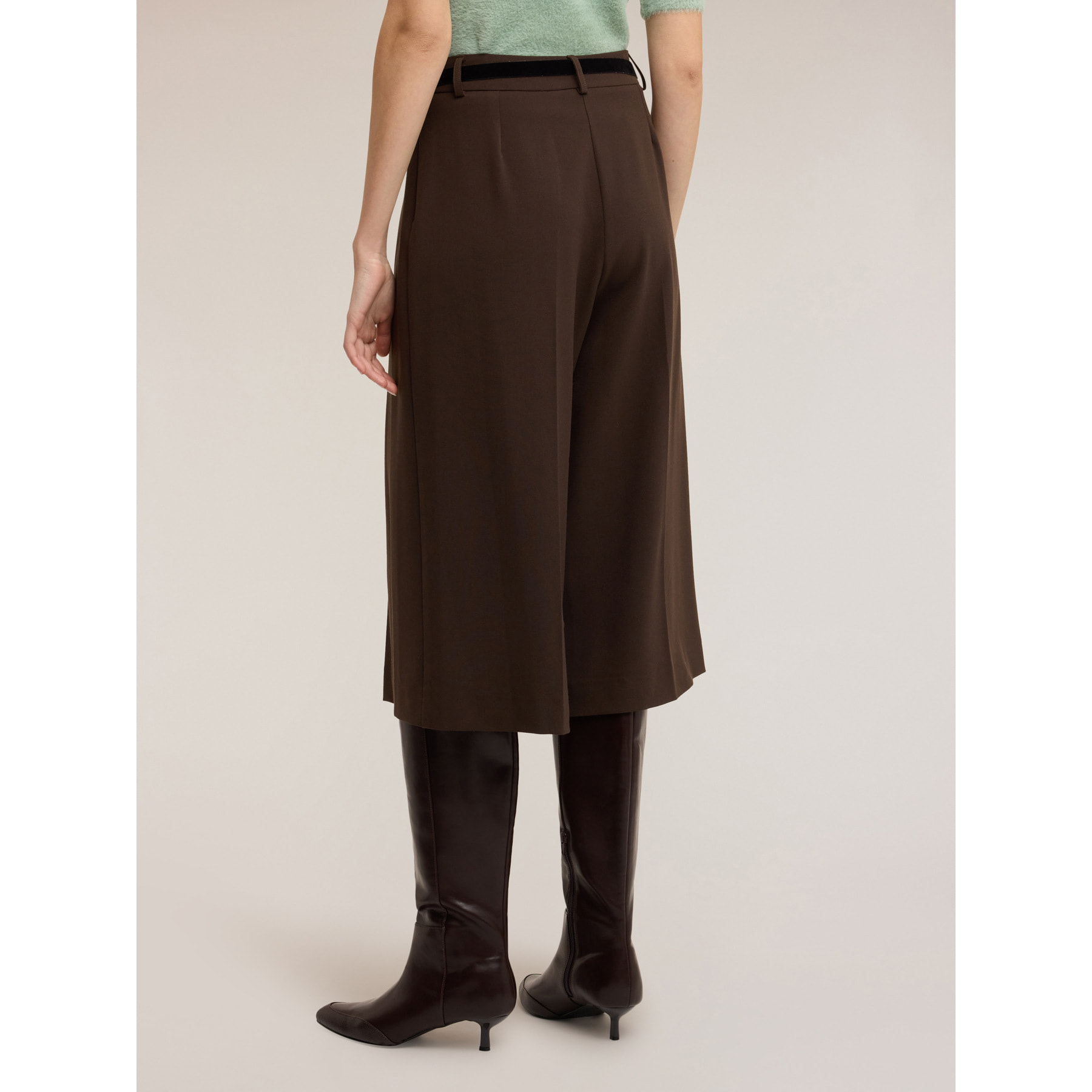 Motivi - Pantaloni cropped in flanella con catena - Marrone