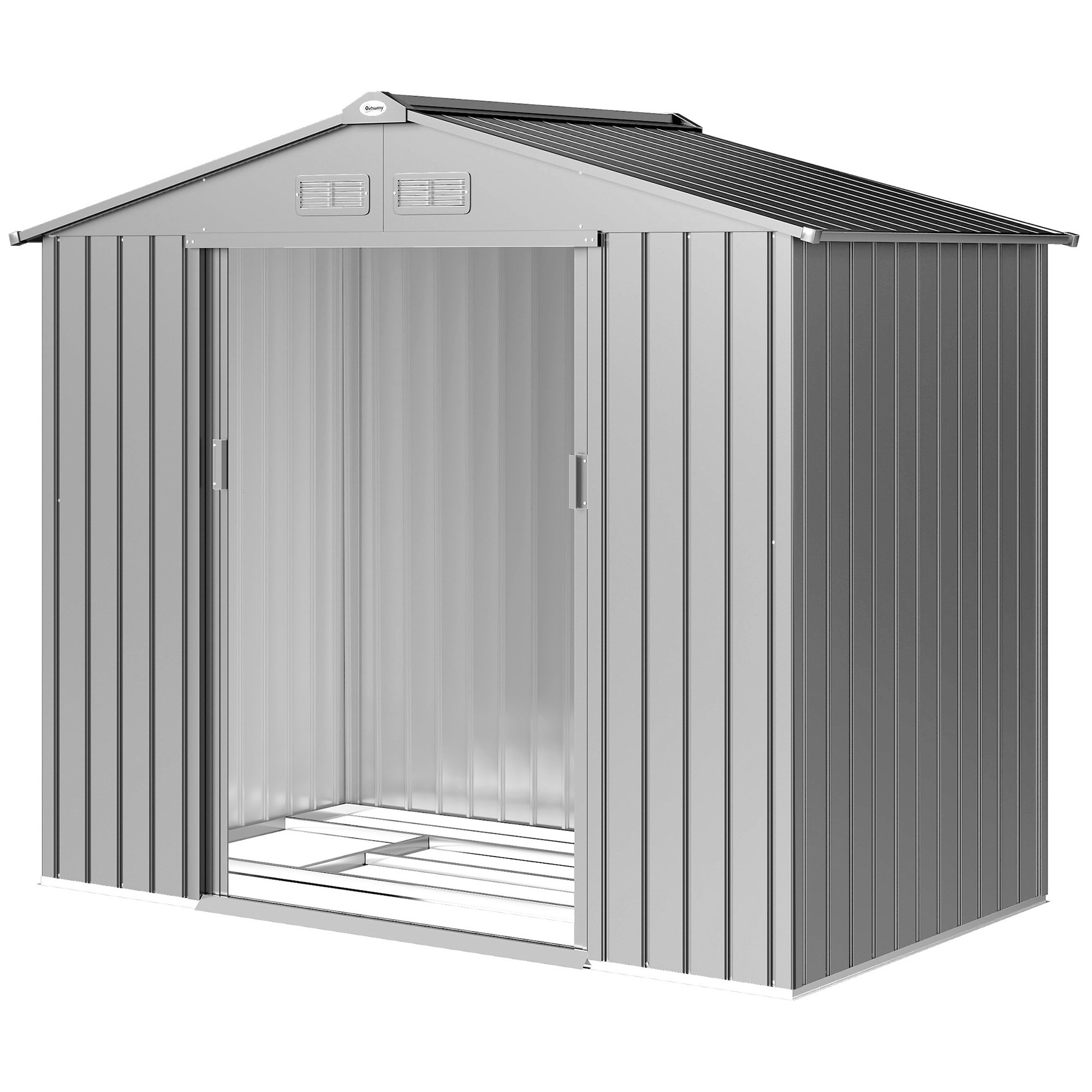 Abri de jardin cabanon porte verrouillable - dim. 213L x 130l x 185H cm - tôle d'acier gris alu
