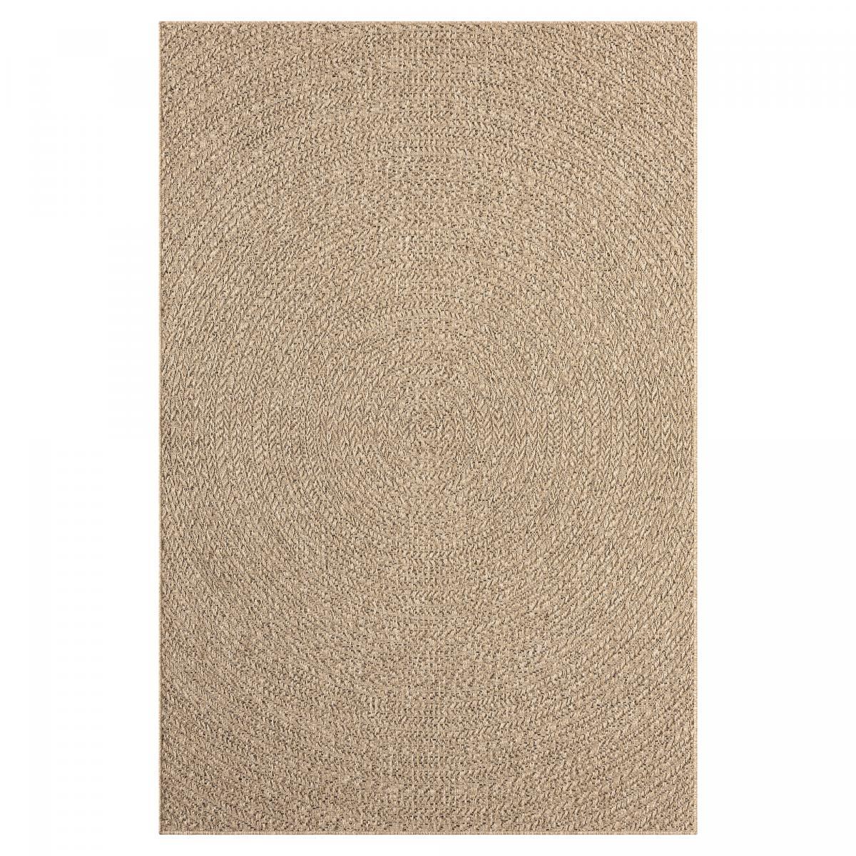 Tapis extérieur intérieur NOLAM aspect jute motif rond  ton sur ton