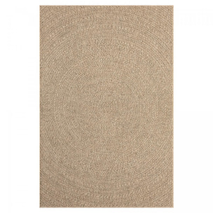 Tapis extérieur intérieur NOLAM aspect jute motif rond  ton sur ton