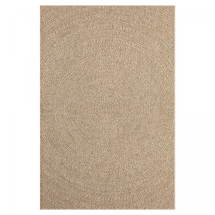 Tapis extérieur intérieur NOLAM aspect jute motif rond  ton sur ton