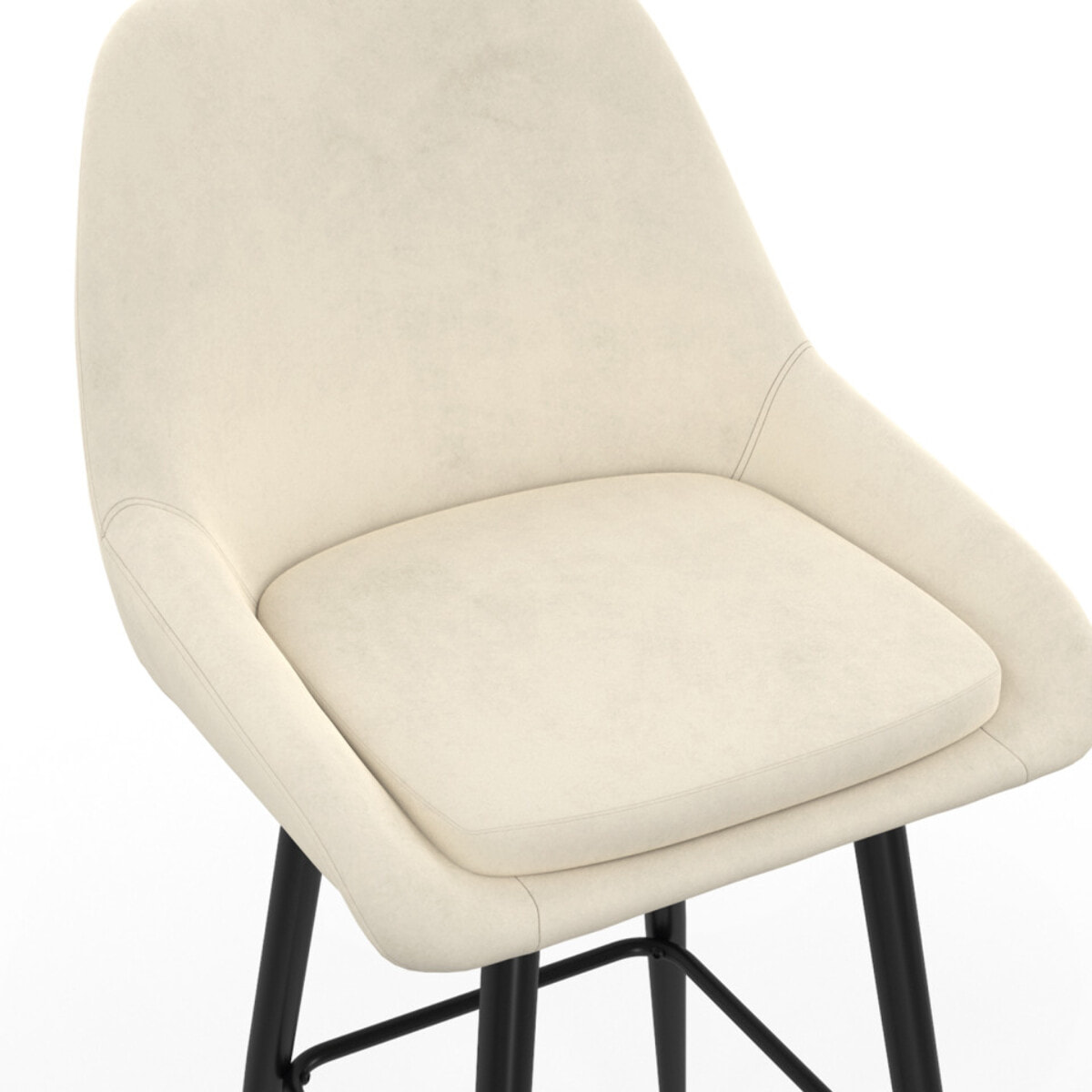 Tabourets de bar Olivia assise velours et pieds métal - Crème