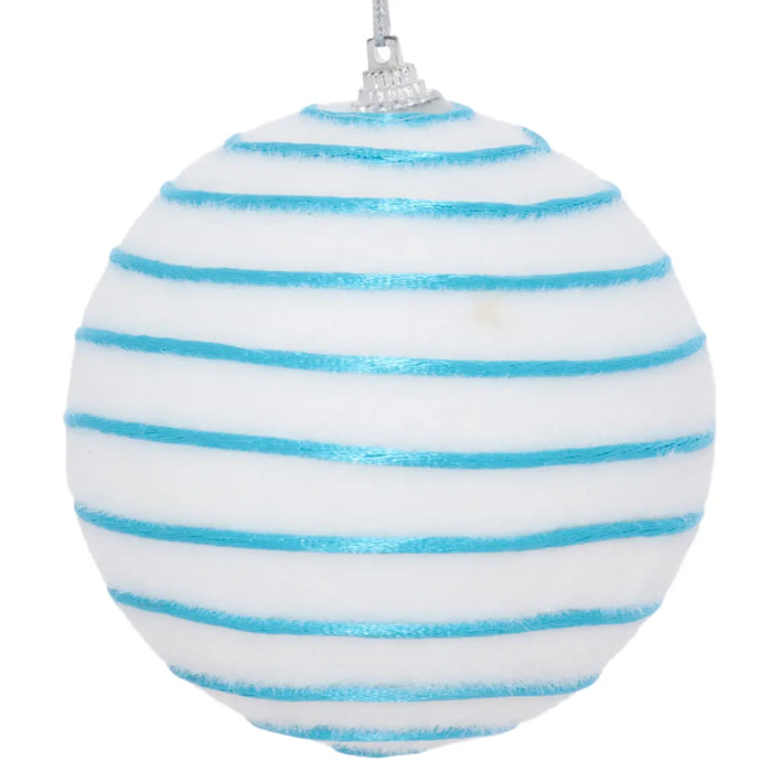 Boule de Noël blanche rayée D. 100 mm