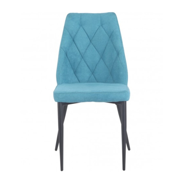 Chaise en tissu capitonné avec piètement métal noir - TOMEN