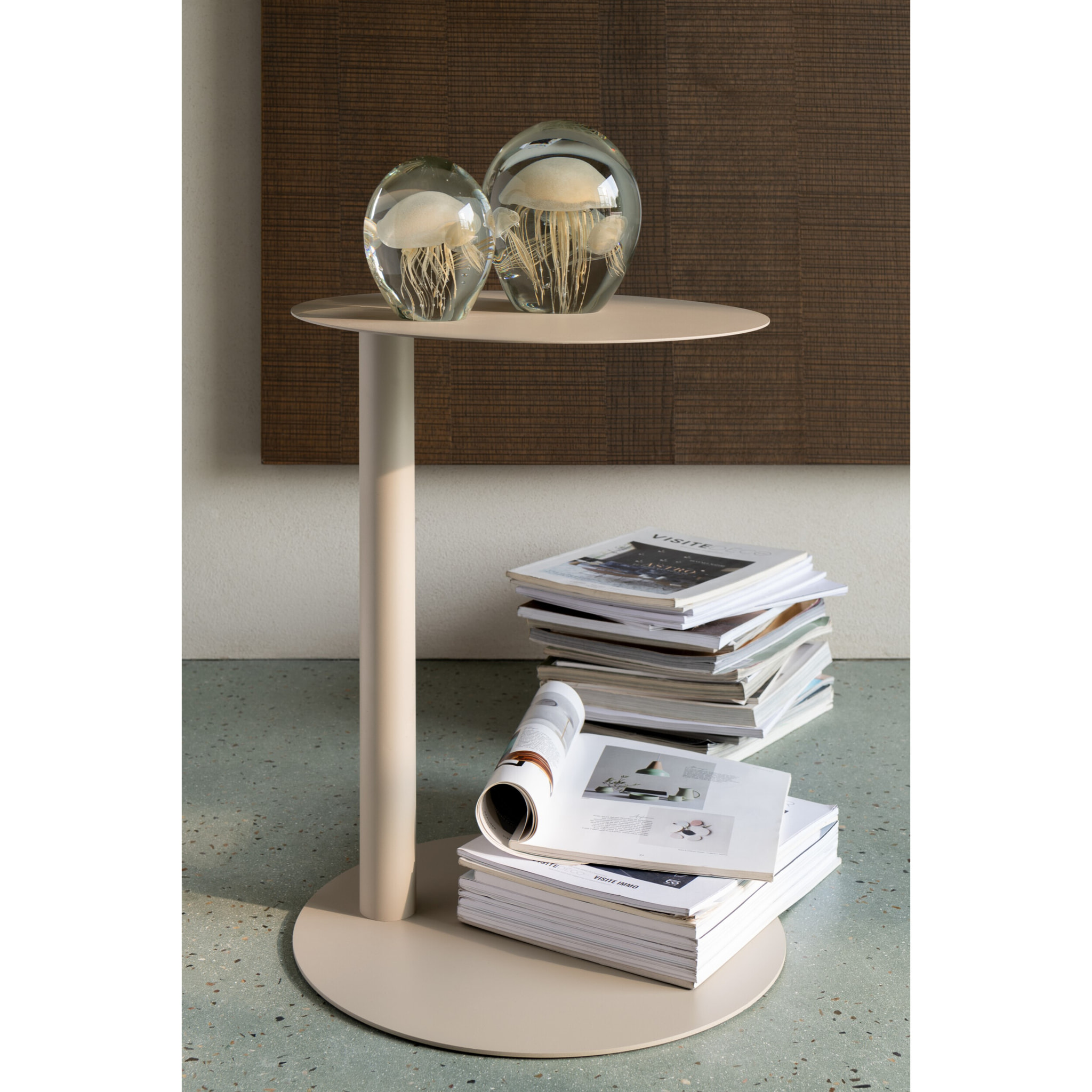 J-Line Presse Papier Calypso Triangle Verre Transparent/Beige Large