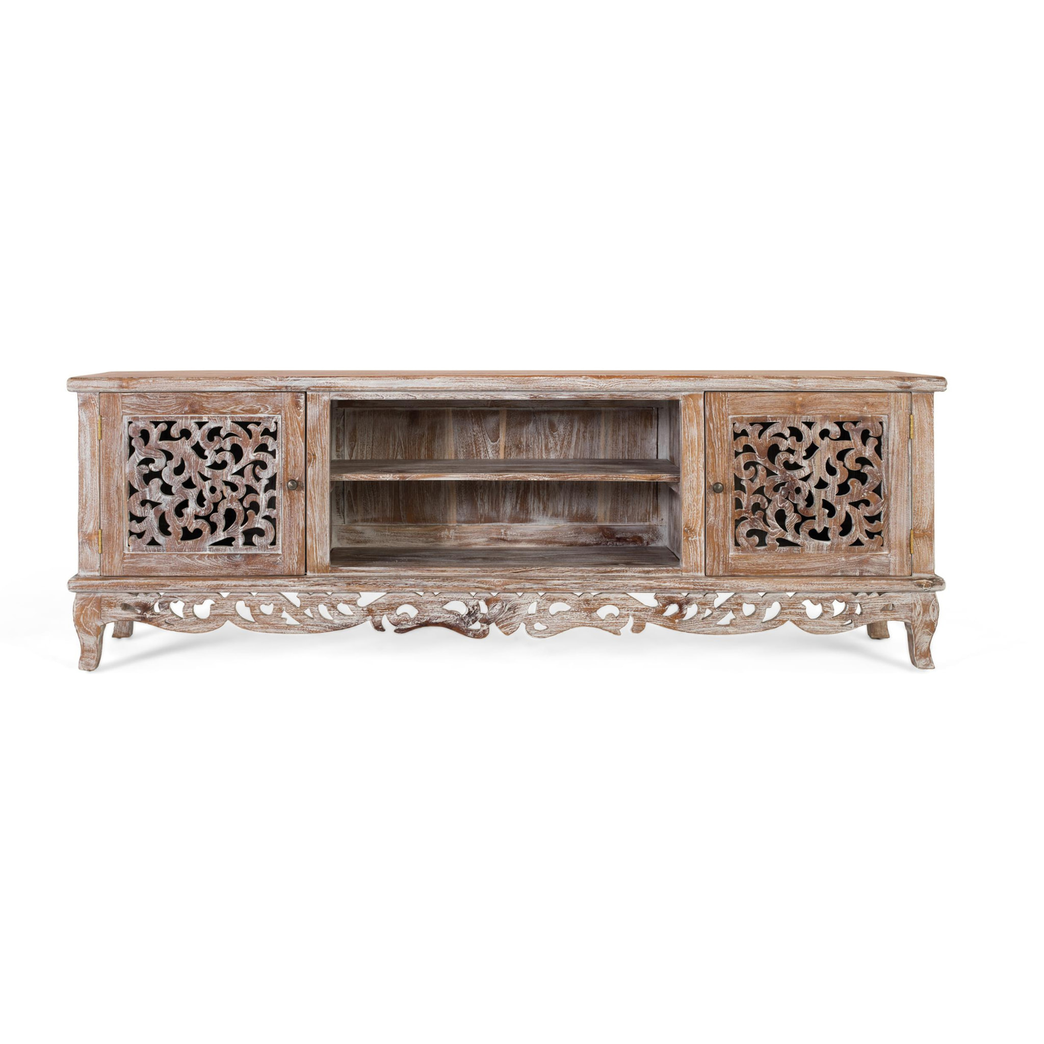 Mueble TV de Madera de Teca 190 Cm Estilo Vintage Provenzal