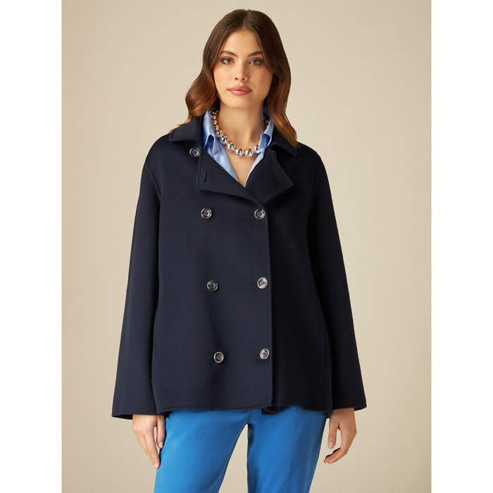 Oltre - Cappotto corto misto lana - Blu