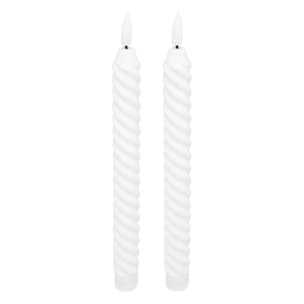 Lot de 2 bougies bâton LED twist Aloe H.22cm blanc