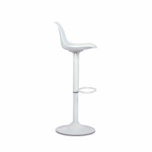 Lot de 2 tabourets de bar réglables 61.5/83.5cm - Noah - simili cuir blanc - hauteur réglable. repose-pieds