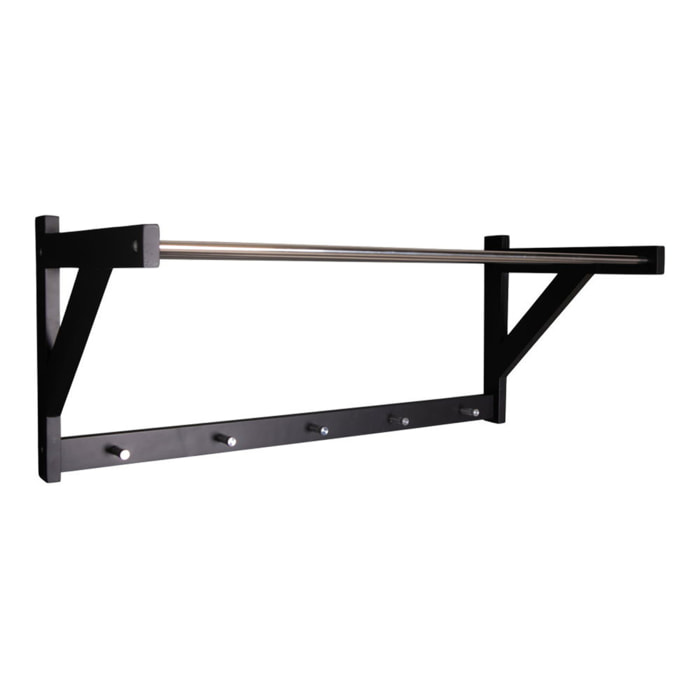 Appendiabiti da parete Padova in legno e acciaio nero 78x32 cm