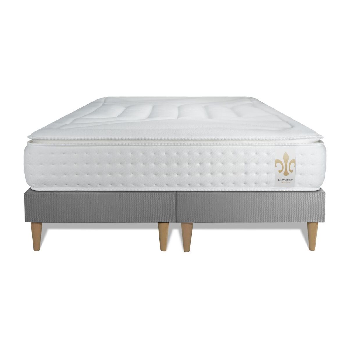 Ensemble Matelas Vingt-Quatre PLUS - 24cm - Ressorts ensachés et mémoire de forme - Confort hôtelier - Sommier Tapissier Gris