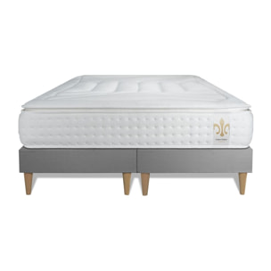 Ensemble Matelas Vingt-Quatre PLUS - 24cm - Ressorts ensachés et mémoire de forme - Confort hôtelier - Sommier Tapissier Gris