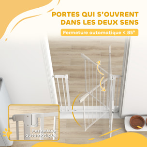 Barrière de sécurité chien largeur réglable 76-88 cm acier blanc