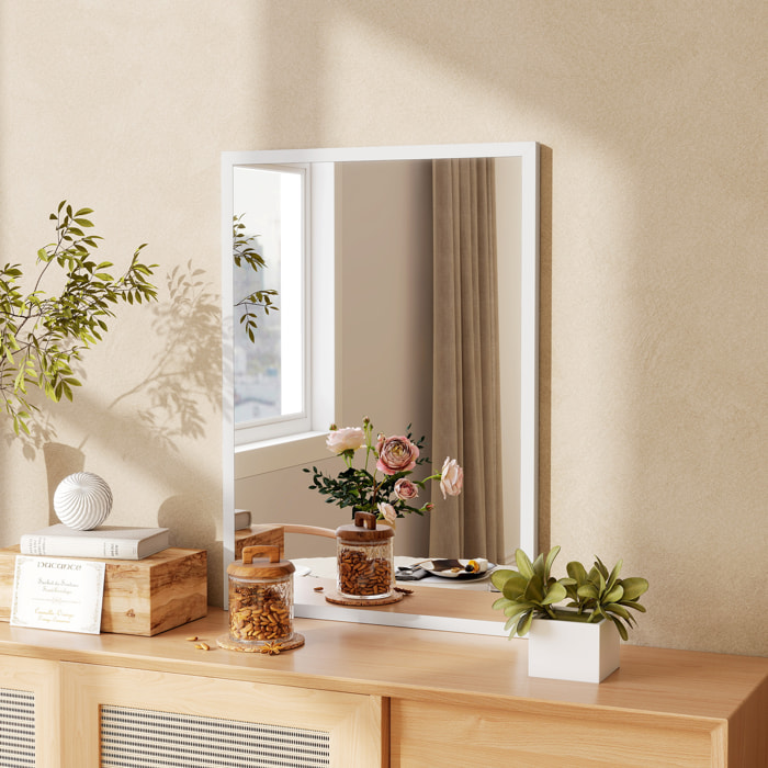 Miroir mural rectangulaire dim. 50L x 70H cm cadre MDF blanc