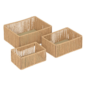 Set de 3 paniers rectangles - Marron Clair