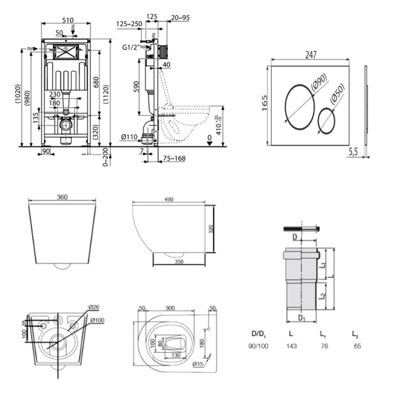 Pack WC bâti-support + WC suspendu sans bride Ceramia PixL avec abattant SoftClose + plaque (STCEPXBMT01-FR)