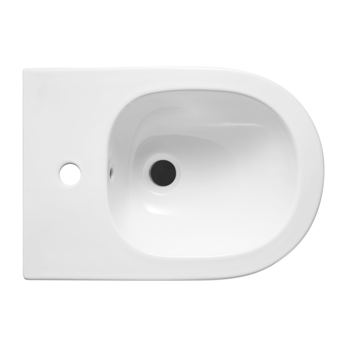 Bidet En Céramique Blanc | Bidet Compact Au Sol | Sortie Mural | Équipé D'Un Trou Pour Robinet, Pour Débordement Et Pour Drainage | Alday