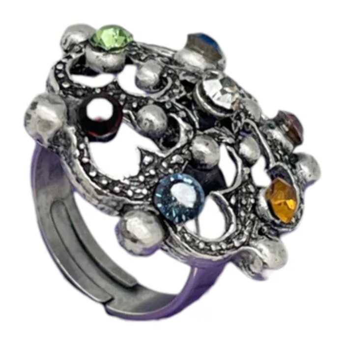 Anillo Vintage multicolor cristales SW en redondo plata 10µ