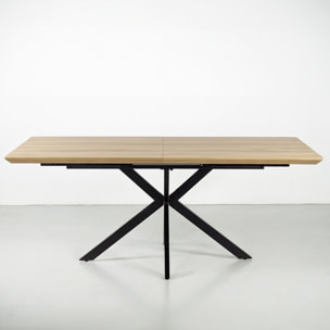 Tavolo da pranzo allungabile in MDF effetto rovere chiaro con gambe nere - Gabry