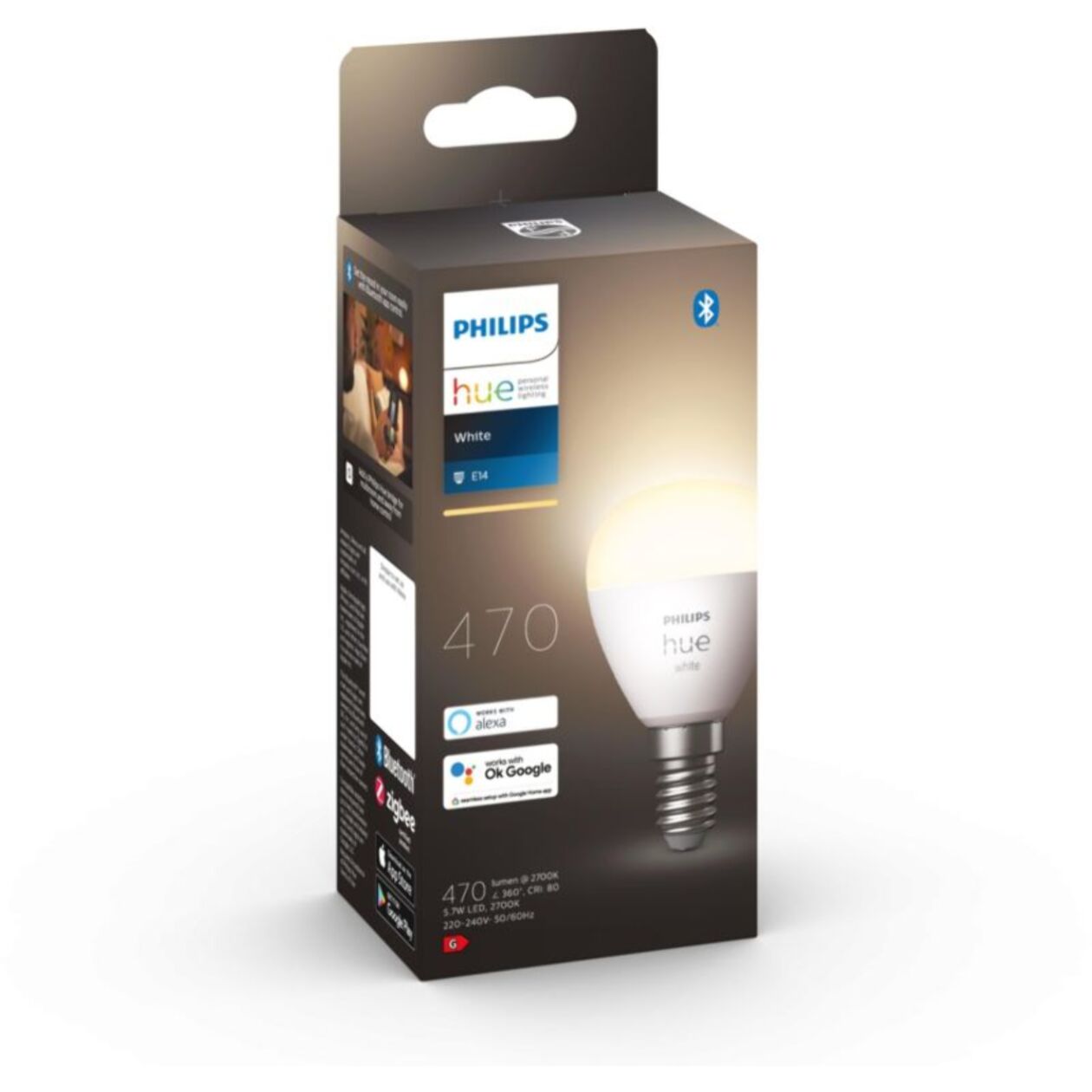 Ampoule LED connectée PHILIPS HUE E14 White Sphérique