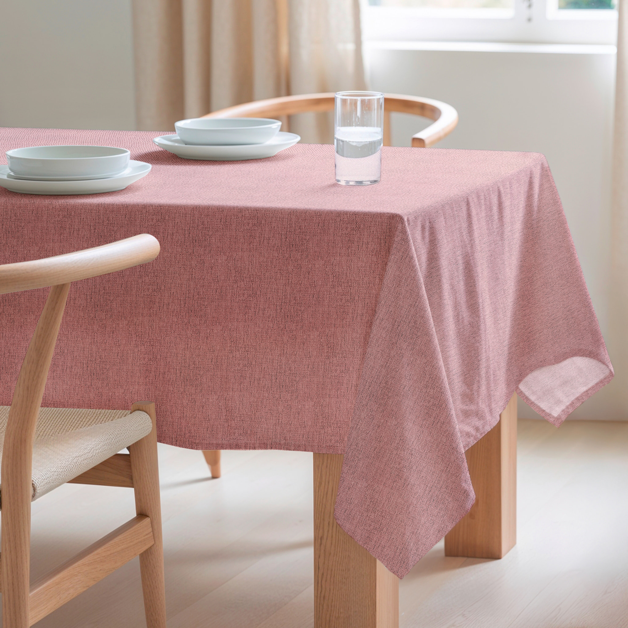 Nappe jacquard unie antitache INDRA ROSA