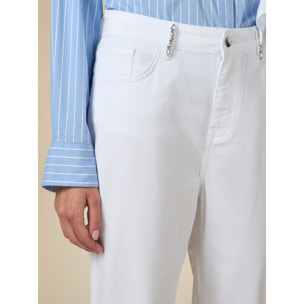 Oltre - Pantaloni boyfit con castoni - Bianco