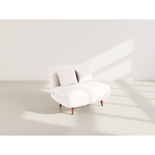 Lumi - Banquette convertible clic-clac 1 place en velours côtelé - Beige