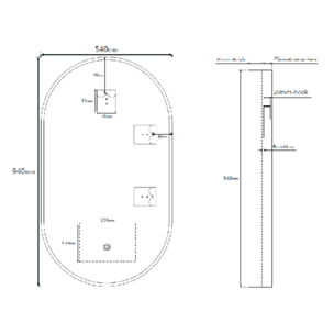 Miroir LED ovale 54 x 94 cm avec éclairage lumineux et capteur tactile Fusion SAT (SATZFULED5494)