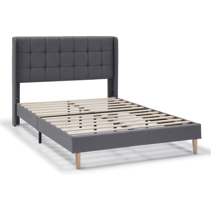 Estructura de Cama tapizada Esther de 30 cm, 90/135-140/150x190 cm, Gris Oscuro