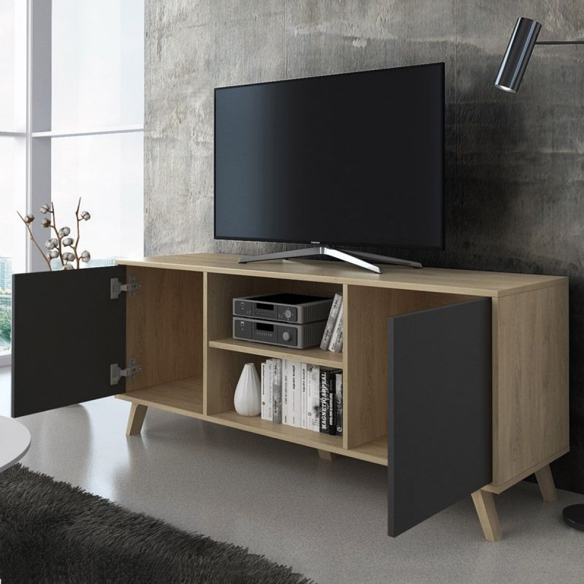 Mueble TV Wind 140 Puccini - Gris Antracita