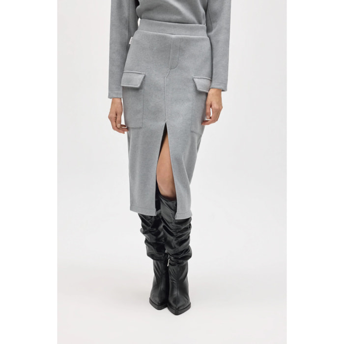 Gonna midi in stile cargo grigio caldo