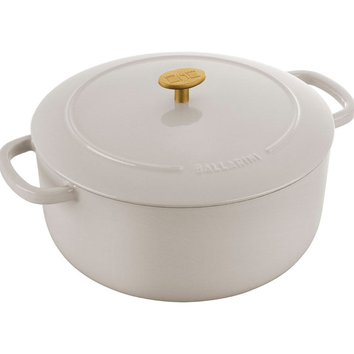 Cocotte en fonte, Rond(e), Blanc ivoire, 28cm