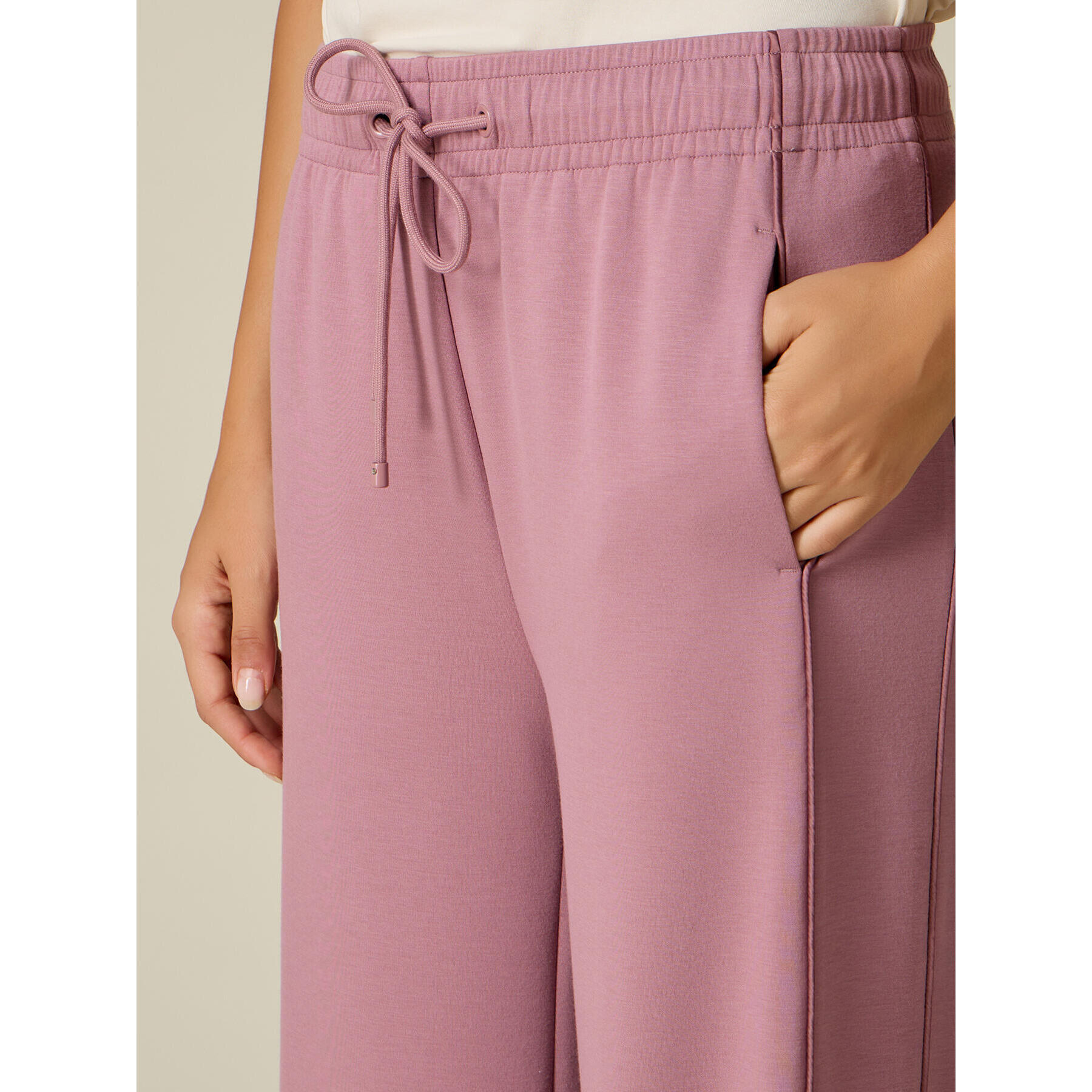 Oltre - Joggers palazzo con ribete - Rosa
