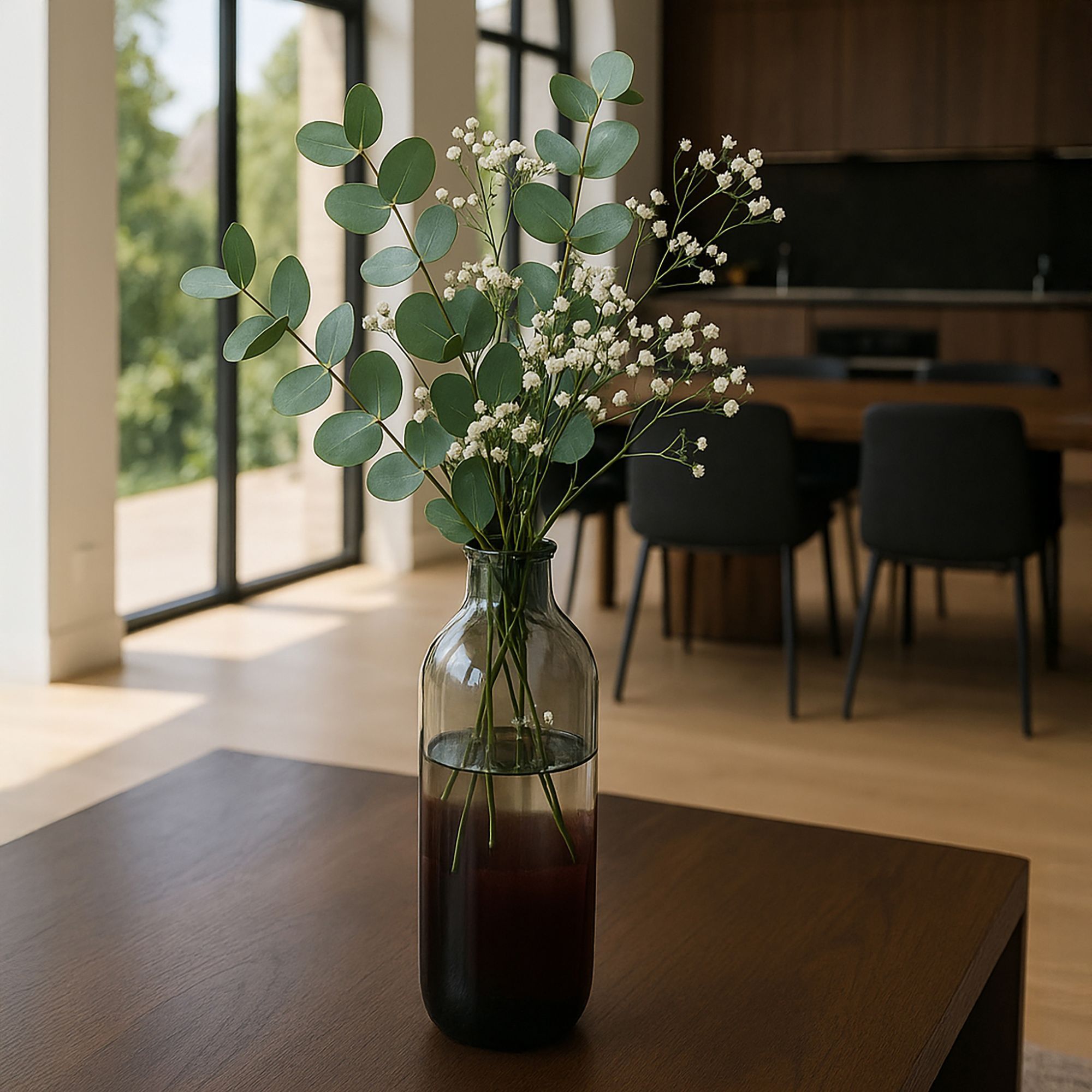 Vase avec bouchon bordeaux et gris en verre h46cm MAJESTY