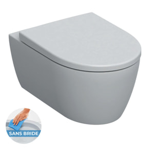Pack WC Bati-support Geberit Duofix extra-plat + WC sans bride Geberit iCon + Abattant softclose + Plaque blanche (SLIM-iCon-C)
