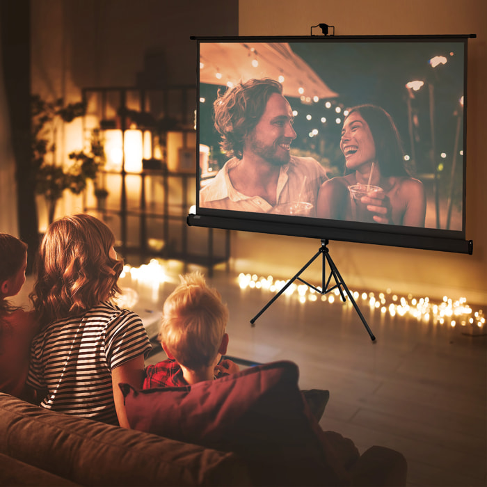 Écran de projection avec support trépied réglable en hauteur home-cinéma vidéo projecteur format 16:9 4K HD 84 pouces noir