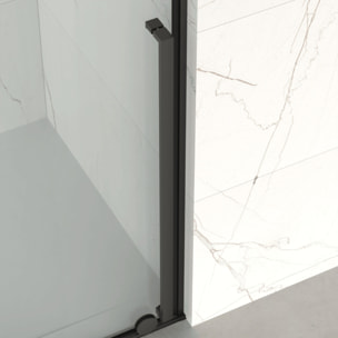 X-MOTION 110x200cm Paroi en verre coulissante Crystal Glass® 8 mm anticalcaire, avec bras et profilés Gun métal (SATBWIXM110GM)