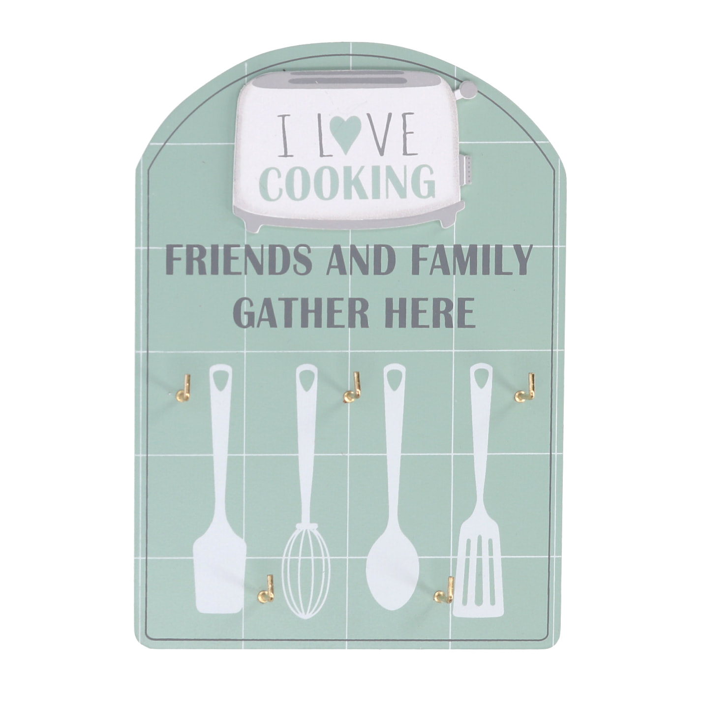 Portachiavi in legno da 5 posti verde cm13,7x19,5x2,5