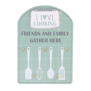 Portachiavi in legno da 5 posti verde cm13,7x19,5x2,5