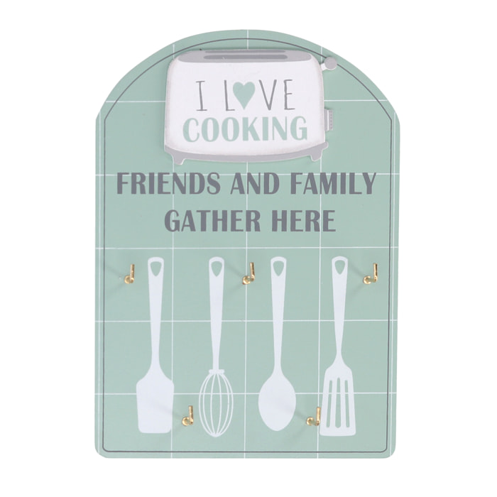 Portachiavi in legno da 5 posti verde cm13,7x19,5x2,5