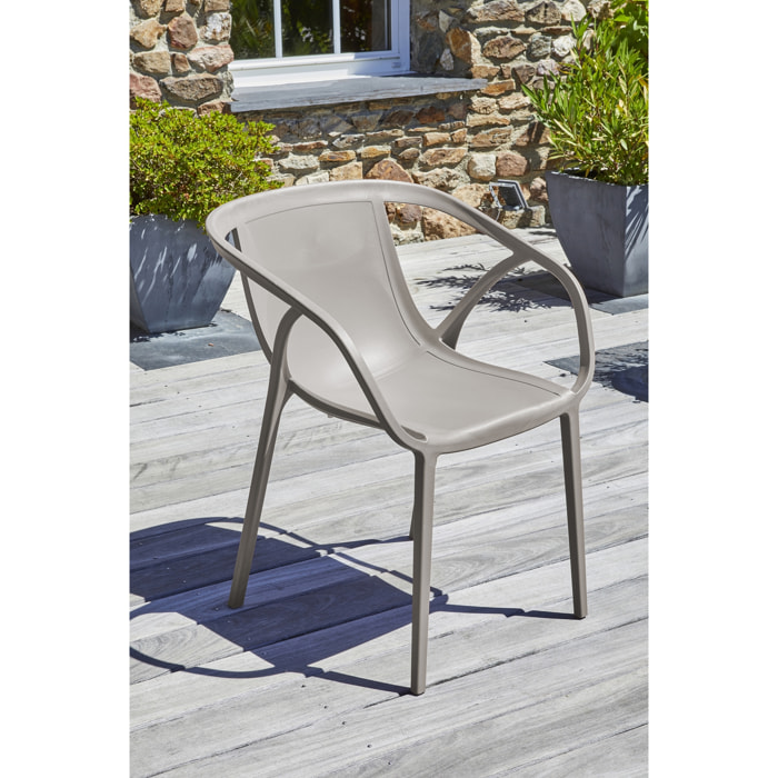 HOP - Fauteuil de jardin empilable en polypropylène renforcé taupe